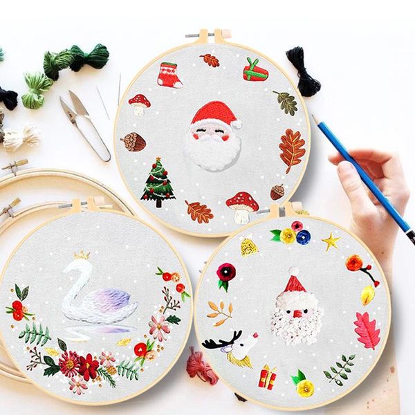 

other arts and crafts christmas diy embroidery kit for beginner bamboo hoop cross stitch needlework sewing tool art craft