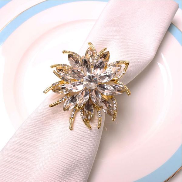 

napkin rings 6pcs ring el event kitchen bling crystal wedding decor dining room reusable serviette buckle flower shape holder home