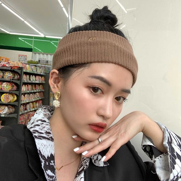 

hairband women's net red designer wide brim headdress spring summer tide knitting wool headband simple pure color wash face pressing, Golden;silver