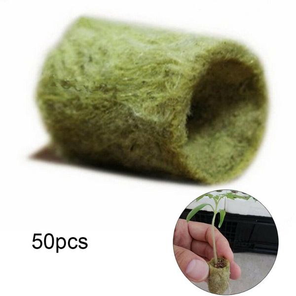 

planters & pots professional 50/100pcs single hole grow media plug starter cubes rock wool plant hydroponic propagation transplanting base