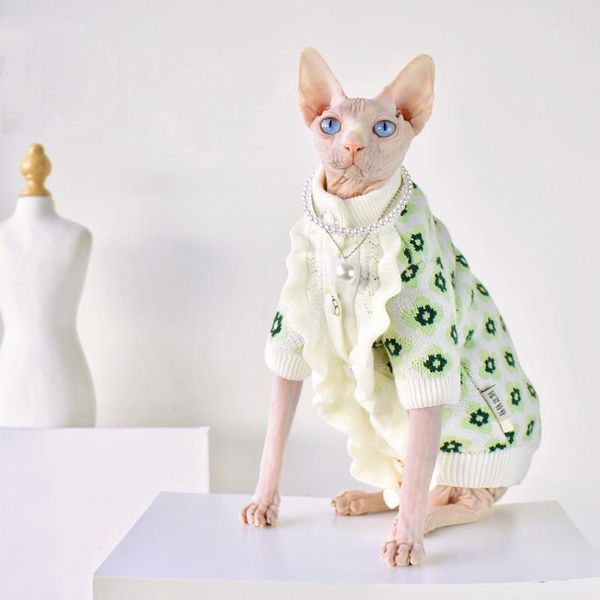

cat costumes winter thick warm jacket french lace sweater sphinx hairless clothes coat accessories supplies