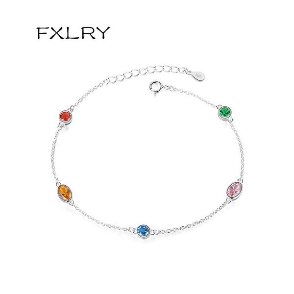

link, chain fxlry simple and stylish multicolor zircon round bracelet for women wedding jewelry, Black