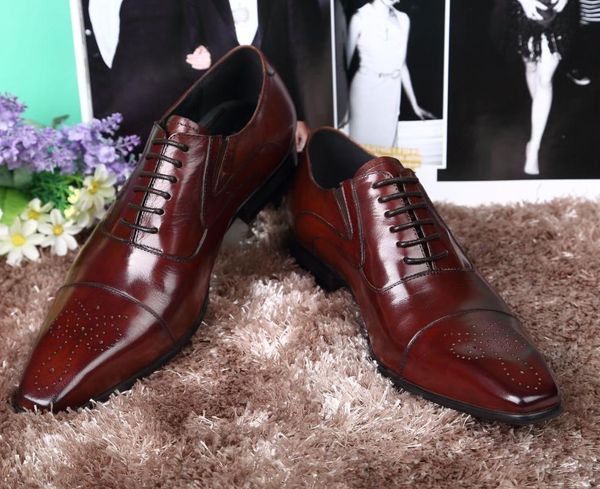 

male formal real leather business shoes men dress office luxury gents breathable oxfords zapatos hombre, Black