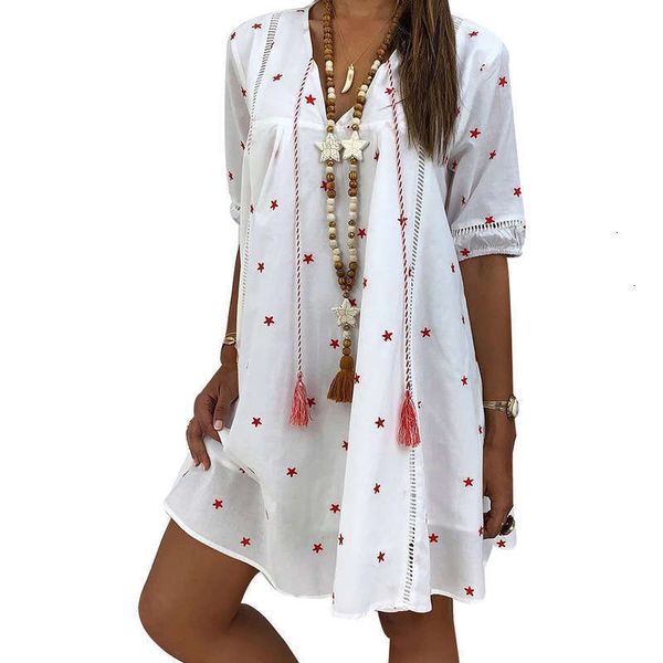 

dresses fall loose casual digital star print dress, Black;gray