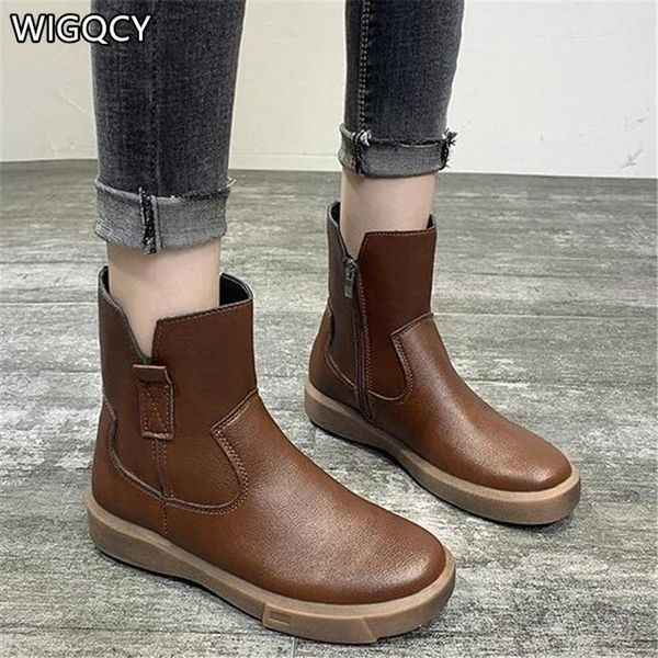 

boots 2021 winter women's solid color plus size wild thick-soled casual fashion student short, Black