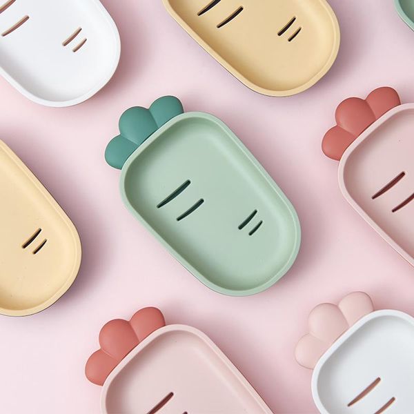 

cute carrot shape shower soap holder double-layer bathroom accessories plastic box container dish drainer tray 1 pc dishes
