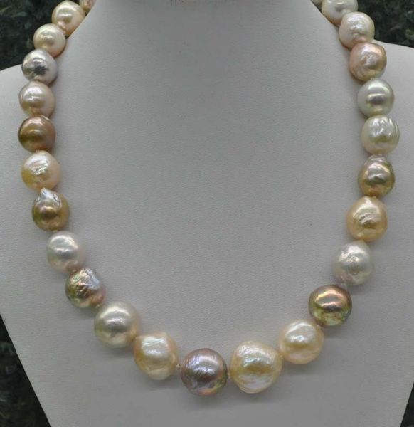 

fine pearls jewelry natural rare multicolor 17*18mm kasumi pearl necklace, Black