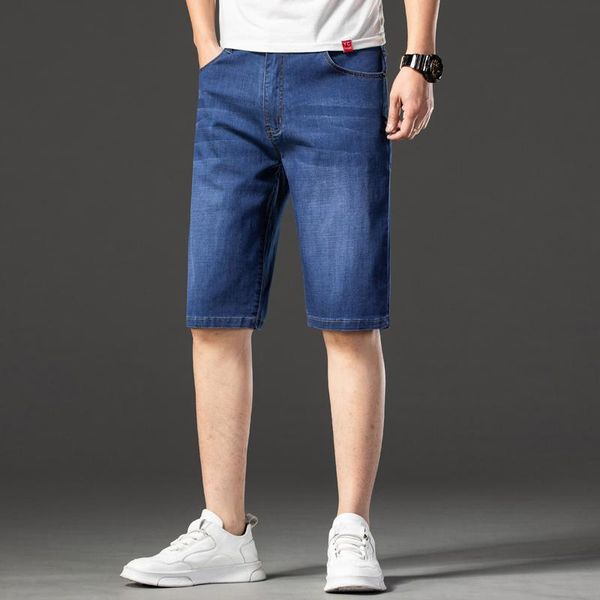 

men's jeans shorts loose five-cent casual middle-aged dad breeches, Blue
