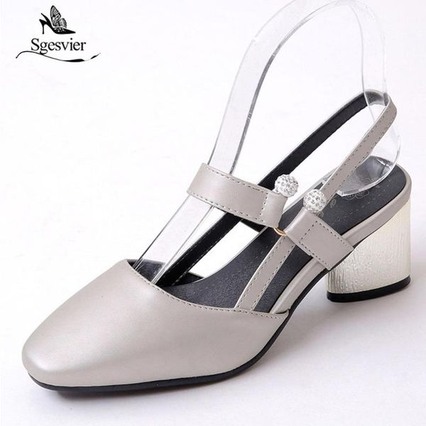 

sgesvier summer sandals thick heel ankle strap high heels sandal europe shallow woman's slingback size 32-45 ox477, Black