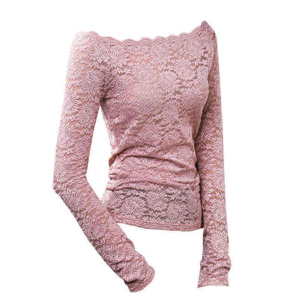 

women's sweaters european lace bottomed blouse women 2021 autumn with collarbone exposed off shoulder, White;black