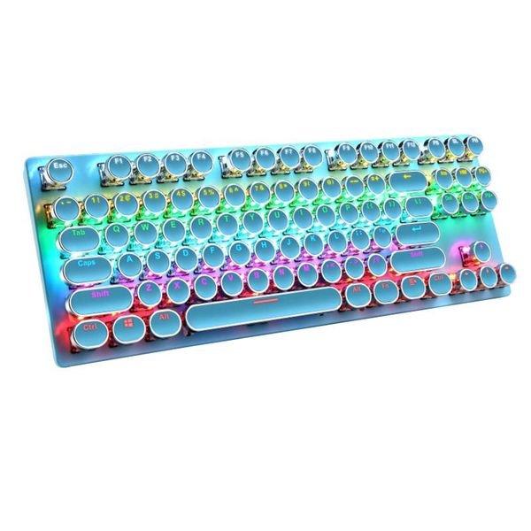 

selling wired punk mechanical keyboard round key cap 87 keys usb gaming office for notebook game keyboards