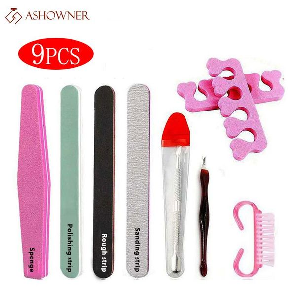 

set professional nail file art sand files buffer sponge block cuticle pusher gel polish manicure tool for nails accessorie kits