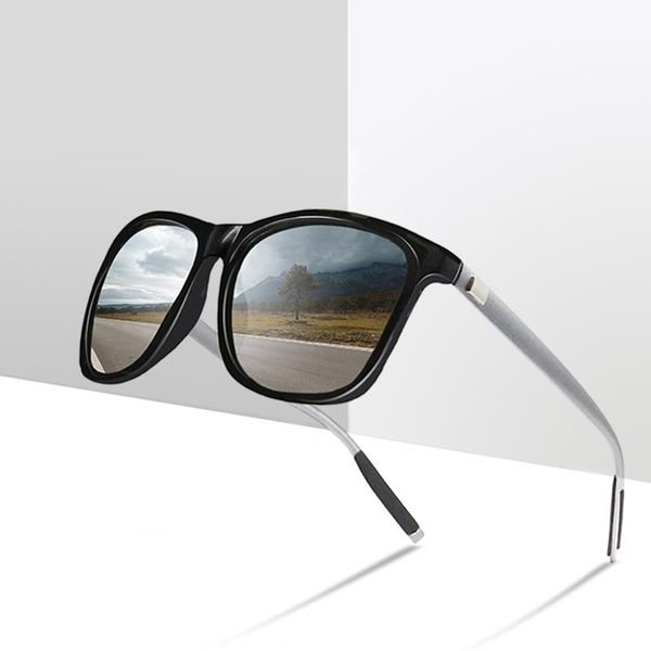 

marke retro aluminium + tr90 sonnenbrille mnner polarisierte objektiv vintage brillen zubehr oculos fashion sunglasses frames, Black