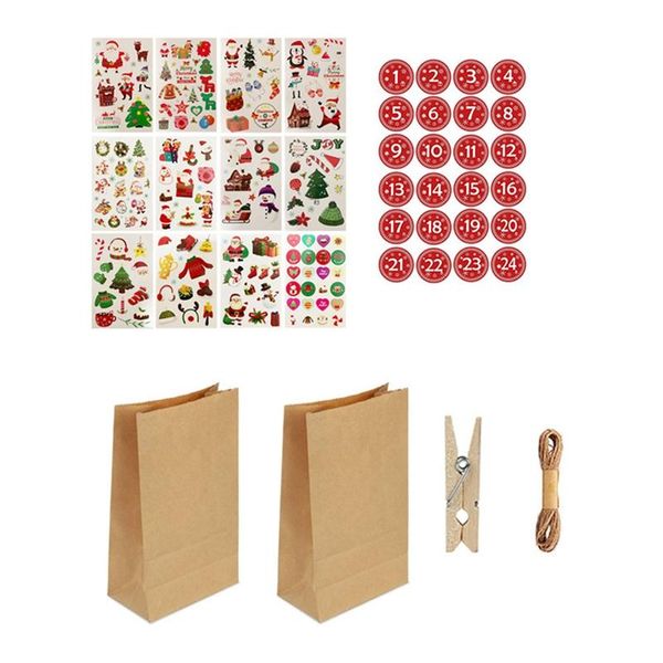 

gift wrap 24set diy countdown calendar christmas bags advent candy birthday party favors carrier