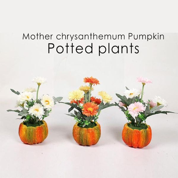 

decorative flowers & wreaths mother chrysanthemum pumpkin potted simulation plant fake bonsai decoration foam home ornaments silk flower f z