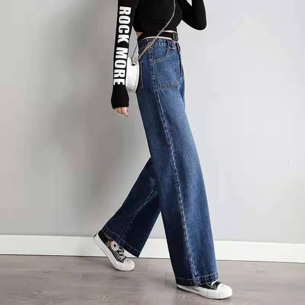 

women's jeans high waist vintage women loose leisure full-length wide leg jean denim clothing blue streetwear harajuku straight pants