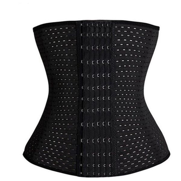 

women's shapers coloriented six breasted waist cinchers women corset belt shaping underwear hollow out ladies shaper front buckle drops, Black;white