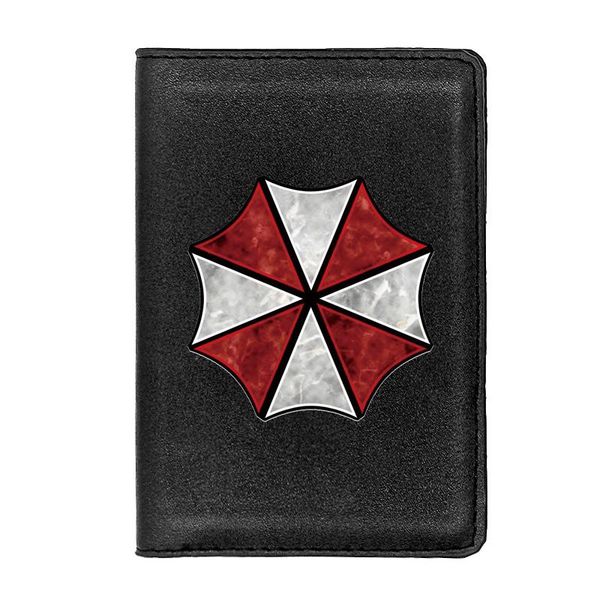 

card holders personalized classic biochemical company umbrella passport cover for men women id travel holder leather wallet, Brown;gray