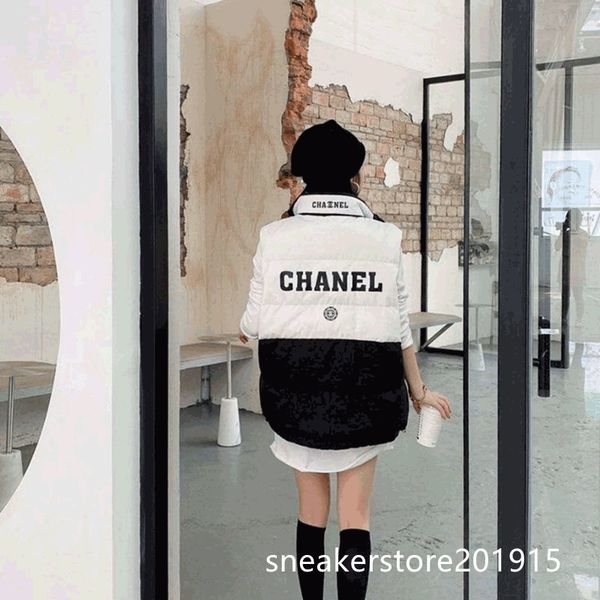 

fall/winter 2021 women's vests waistcoat designer's high-end black and white patchwork stand collar men's women sleeveless ja, Black;white