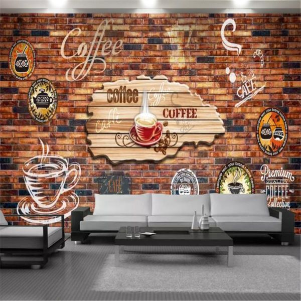 

wallpapers 3d wallcovering delicious coffee with vintage brick wall living room bedroom kitchen home decor painting mural