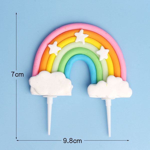 Großer Regenbogen-Wolken-Kuchenaufsatz aus Polymerton, Geburtstagsfeier, Hochzeitstorte, Dekorationen, Babyparty, Partyzubehör, Backfahnen