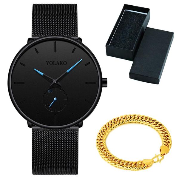 

wristwatches men's fashion bracelets watches sets luxury stainless steel mesh belt quartz watch men business casual clock relogio mascu, Slivery;brown