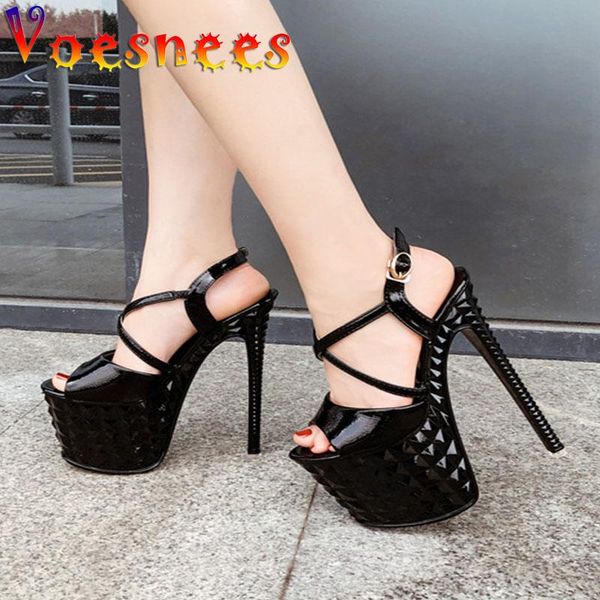 

dress shoes voesnees women sandals female model t platform show super high heel walking artifact 2021 individuality stiletto, Black