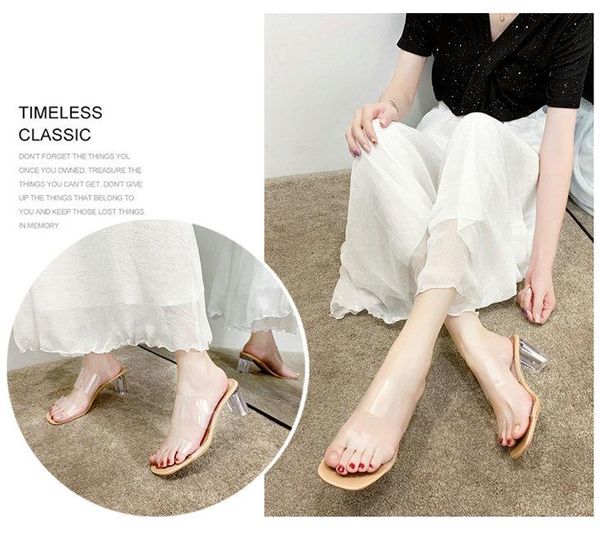 

all-match high-heeled transparent flip flops 1pcs slippers, Black