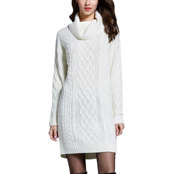 

casual dresses women fashion long sleeve high collar dress stylish solid color knit for ladies female, Black;gray