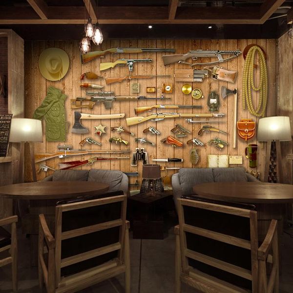 

wallpapers cowboy firearms pistol large mural restaurant bar lounge ktv background wallpaper custom size
