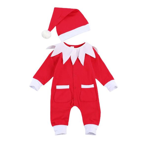 

jumpsuits 0-12months christmas red color rompers woth pockets decor born infant baby girls boy long sleeve jumpsuits+hat, Blue