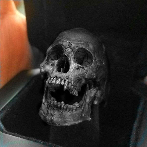 

cluster rings gothic men's vintage skull ring stainless steel motorcycle band biker party fashion jewelry male bijoux finger-ring punk, Golden;silver