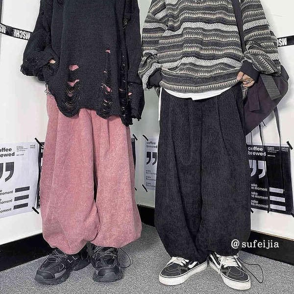 

women's pants & capris fashionable black corduroy casual spring slim versatile loose high waist trousers wide leg 9raw, Black;white