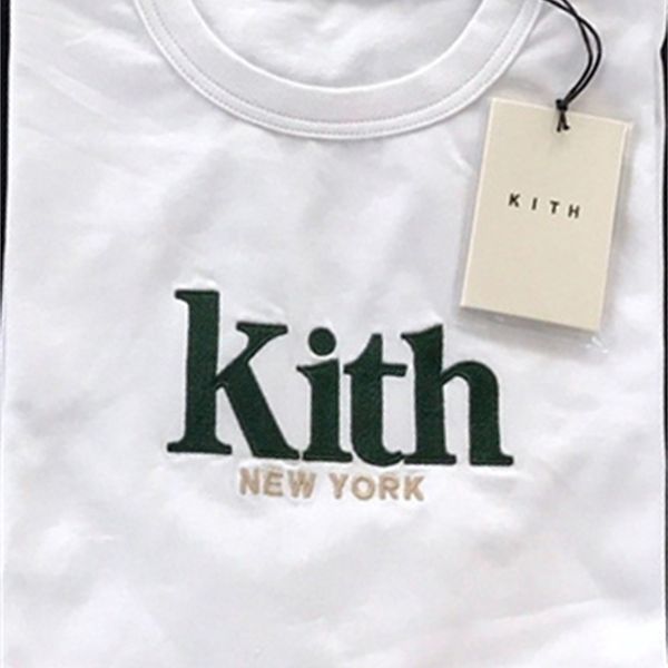

embroidery kith t shirt men women oversize t-shirt dark blue c11, White;black