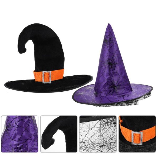 

party hats 2 pcs witch decorative po props (black, purple)