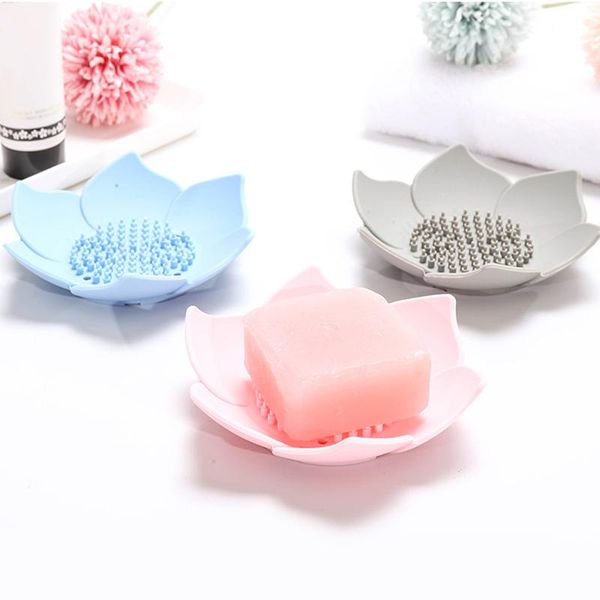 

soap dishes silicone drain tray flower lotus shaped holder bathroom storage dish kitchen portable tools