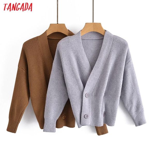 

women's knits & tees tangada women elegant double breasted cardigan vintage jumper 2021 knitted 3a35, White
