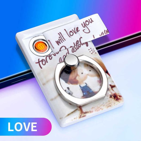 

hoei hongyi multi-functional network red mobile phone bracket with rechargeable lighter personalized ring buckle electronic cigarette