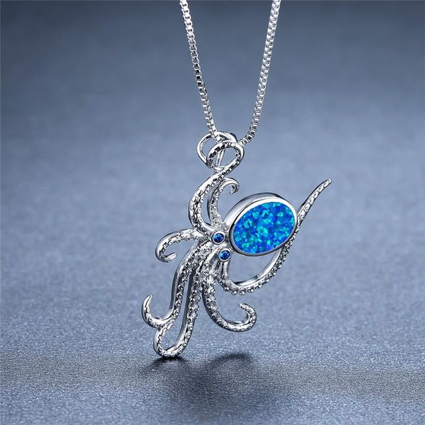 

pendant necklaces boho female oval opal necklace dainty silver color chain for women cute crystal ocs long wedding