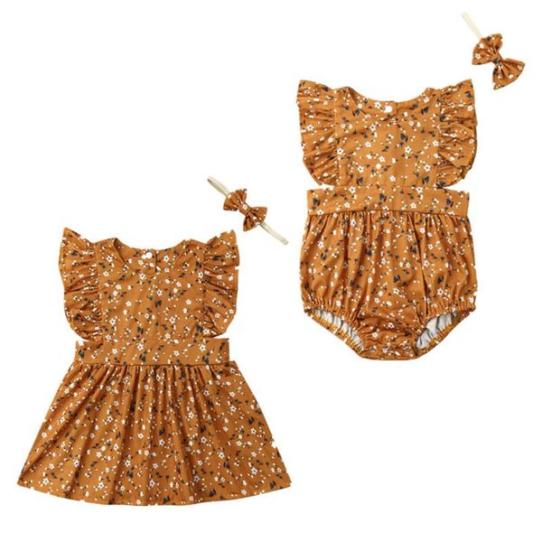 

girl's dresses toddler kids baby sister floral romper bodysuit party dress summer family matching outfits, Red;yellow