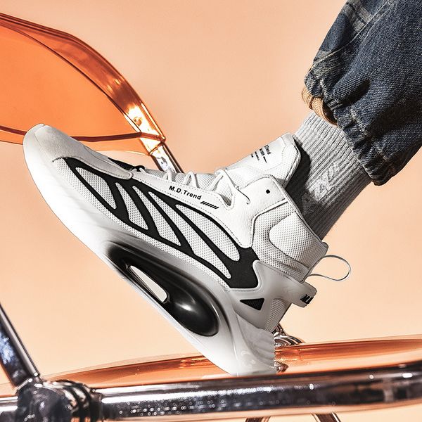 

464748 size 2020 winter new reflective fashion shoes coconut high-mens sports casual shoes trendy running mens shoes, Black;white