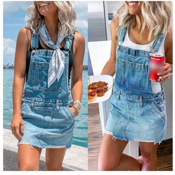 

casual dresses kayotuas women suspender dress summer denim jeans solid blue gray strap pocket sleeveless ladies streetwear overalls, Black;gray