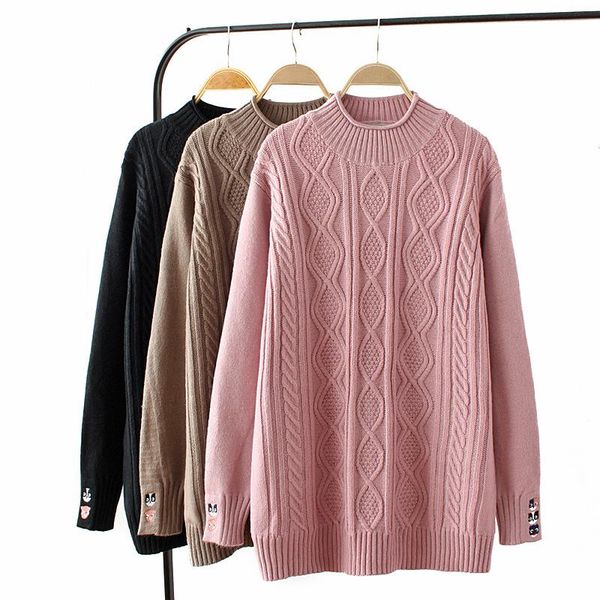 

women's sweaters 2021 autumn winter oversize knit sweater women korean long sleeve thicken pullover plus size 4xl bottoming kw91, White;black