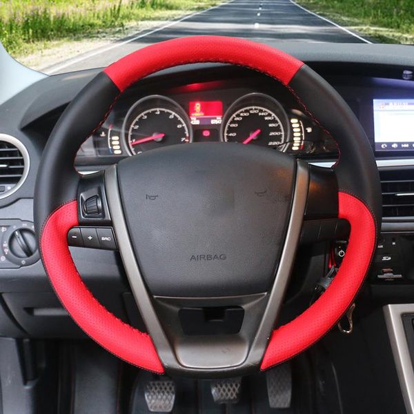 

steering wheel covers for mg mg6 6 2010 2011 2012 2013 2014 2021 car cover black suede orange leather hand-stitched auto interi