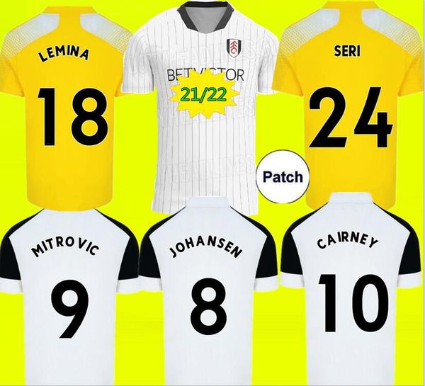 

2021 2022 mitrovic cairney soccer jerseys 21 22 seri i. cavaleiro anguissa home white men away yellow set, Black;yellow