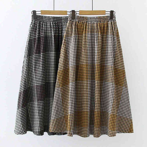 

Skirts skirts Winter Blend Yellow Plaid A-line Pleated Long Side Po 4AZP, Black