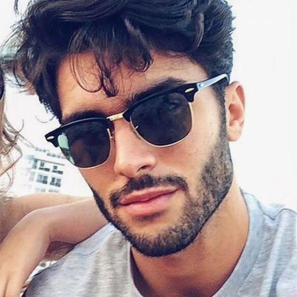 

sunglasses onevan half metal men classic brand designer reflective mirror sun glasses fashion gafas hombre, White;black