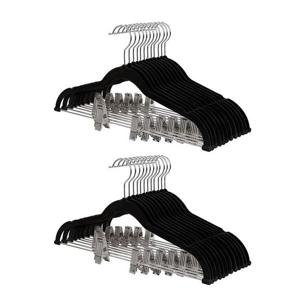 

hangers & racks velvet - 20pcs closet organization with clips, non-slip texture ideal for skirts, pants, coats
