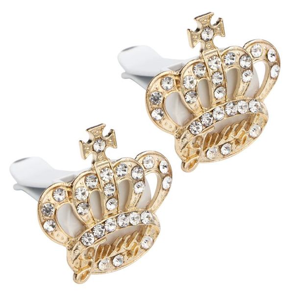 

2pcs rhinestone crown shape car perfume clip sparkling diffuser auto dashboard decoration gift for (golden) air freshener