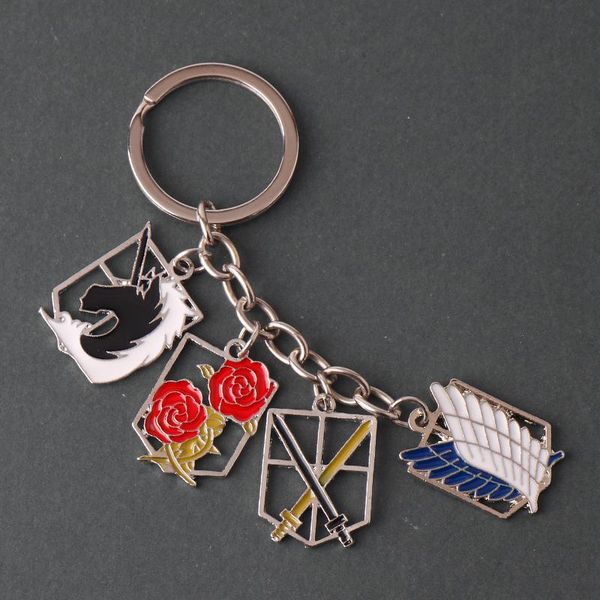 

keychains anime keychain trainee survey corps military garrison regiment logo pendant key chain attack on titan car keyring jewelry, Silver